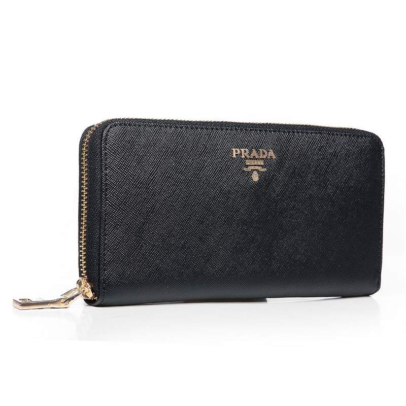 Knockoff Prada Real Leather Wallet 1136 black
